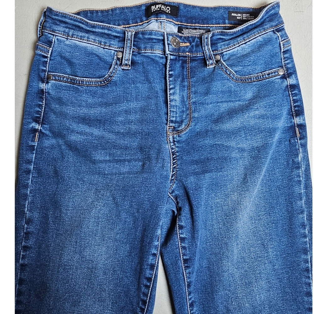 Buffalo David Bitton Avalon Mid-Rise Soft Stretch‎ Ankle Skinny Jeans Blue 4/27 - Picture 2 of 16